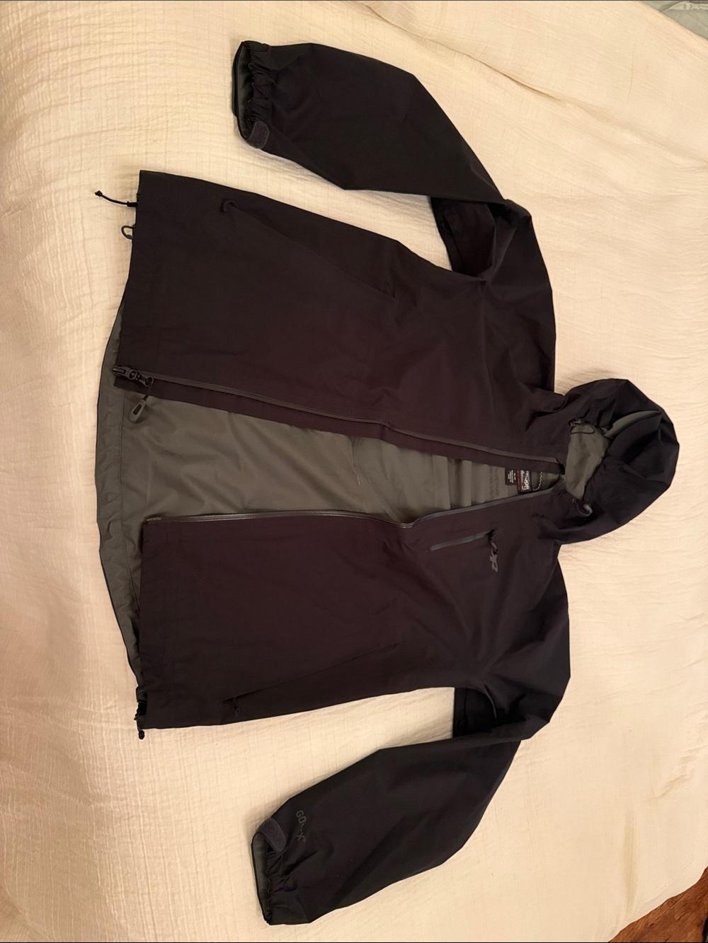 Outdoor Research Gortex Waterproof Black Men's Hooded Softshell Jacket Size M